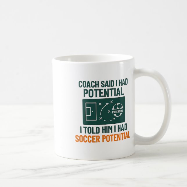 Fotbollspotential Svart tavla Coach Citat Design  Kaffemugg (Höger)