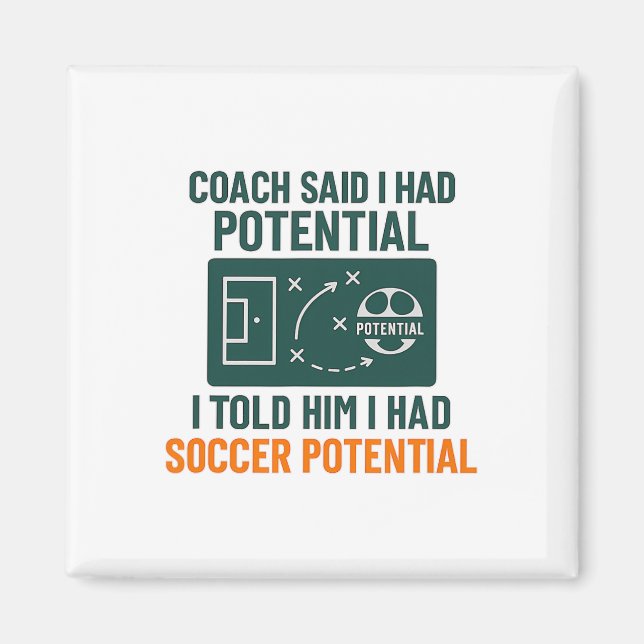 Fotbollspotential Svart tavla Coach Citat Design  Magnet (Framsidan)