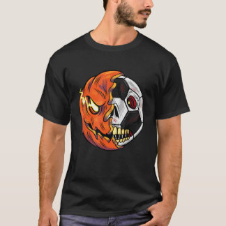 Fotbollspumpkin Skull Halloween-fotbollsspelare T Shirt