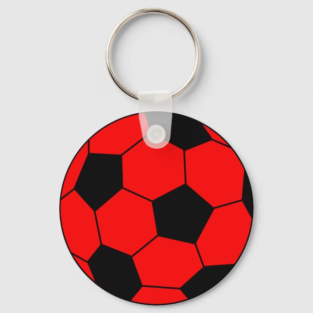 Fotbollsröd och svart fotboll nyckelring (Framsida)