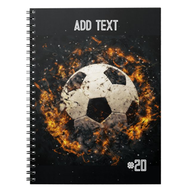 Fotbollsskena med Flames Spiral fotopatbok Anteckningsbok (Framsidan)
