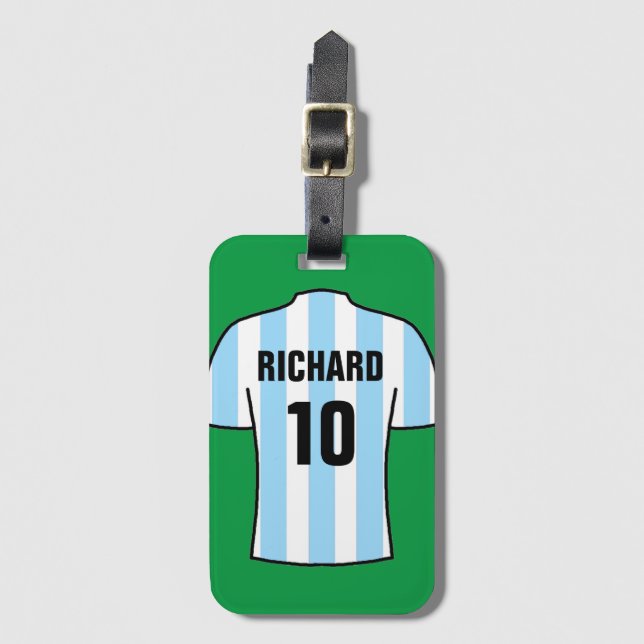 Fotbollsskjortor i lätt blå bagagebricka (Framsida vertikal)