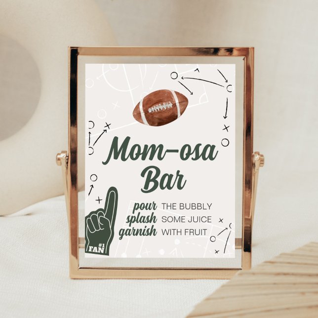 Fotbollsskjut Mamma Osa Pub Poster (A Little All Star Baby Shower Mom Osa Bar Sign)