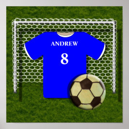 Fotbollsskor, shirt Blue-Personlig Poster