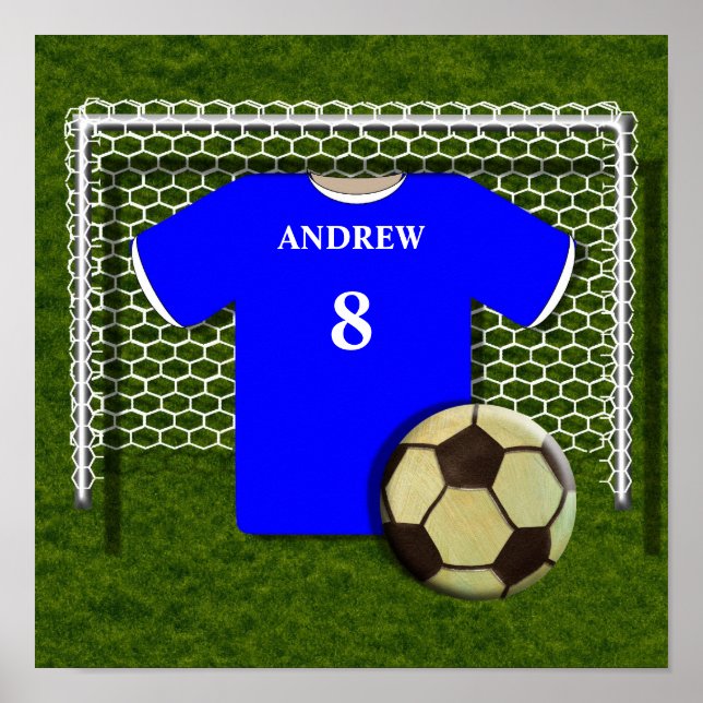 Fotbollsskor, shirt Blue-Personlig Poster (Framsidan)