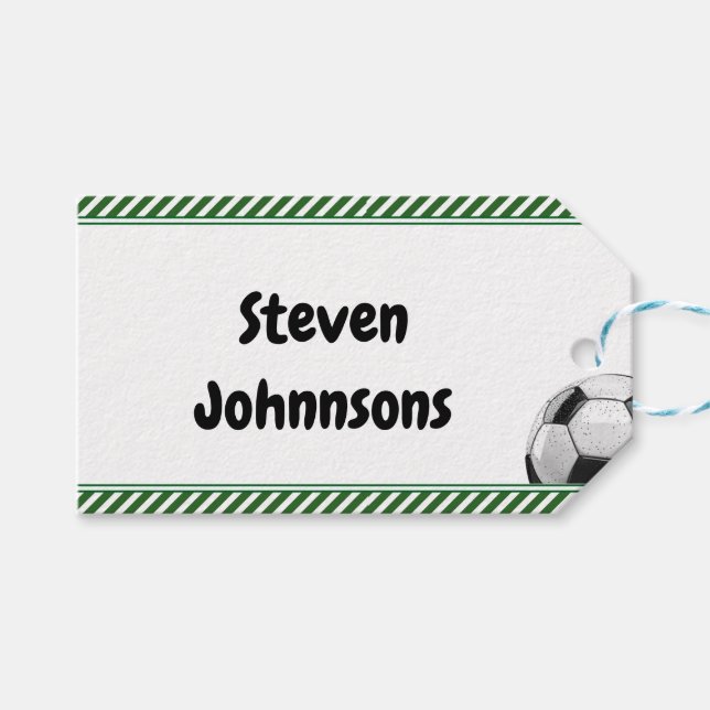 Fotbollsspel barns födelsedag presentetikett (Framsidan (Horisontell))