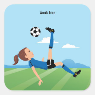 Fotbollsspelare 3-tums fyrkantig symbol fyrkantigt klistermärke