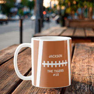 Fotbollsspelare Boll Cool Anpassat Lag och Nummer Kaffemugg
