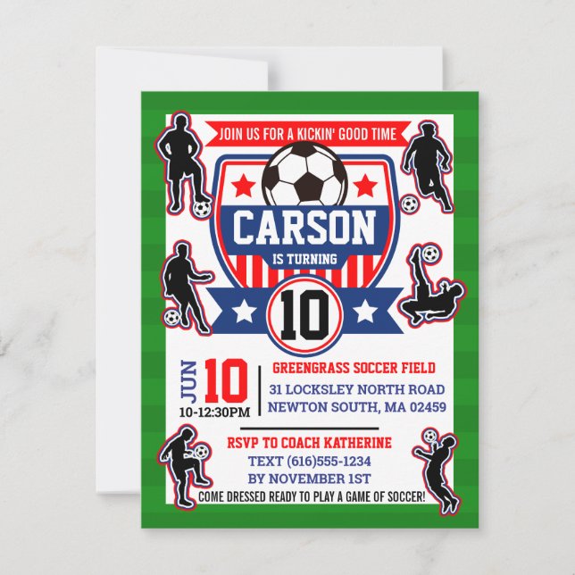 Fotbollsspelare (Boys Football Födelsedagsfest) Inbjudningar (Framsida)