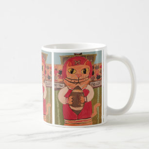 Fotbollsspelare Cat Folk Art Roligt Painting Kaffemugg