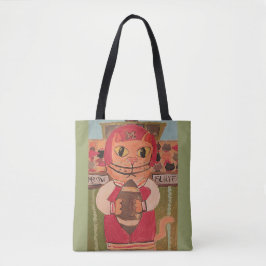 Fotbollsspelare Cat Folk Art Roligt Painting Tygkasse