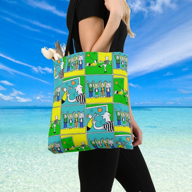 Fotbollsspelare & fans tygkasse (Shoulder bag with cartoon football scenes)
