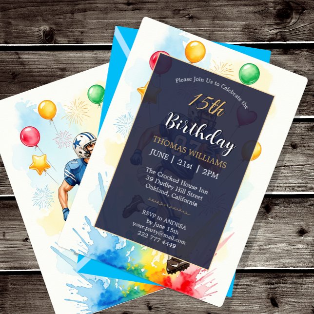 Fotbollsspelare Födelsedagsfest Inbjudan, Ballonge Inbjudningar (Footballer Birthday Party Invitation)