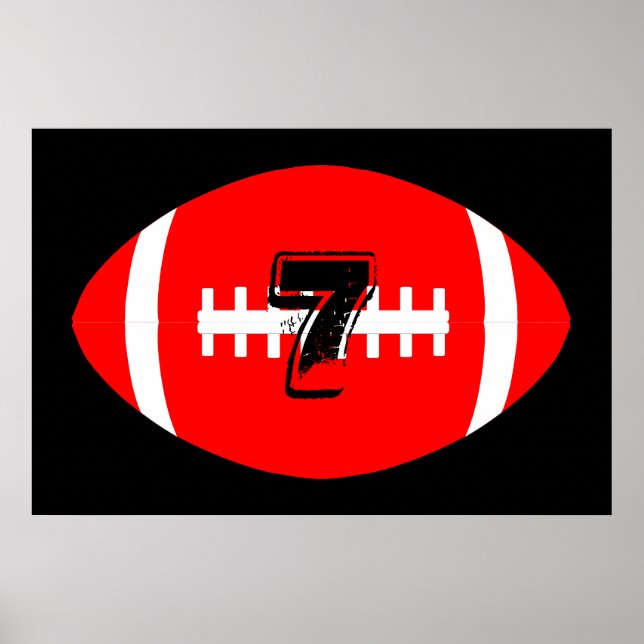 Fotbollsspelare Giant Red Football Jersey Number Poster (Framsidan)