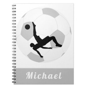 Fotbollsspelare Goalie Keeper Black & White Player Anteckningsbok