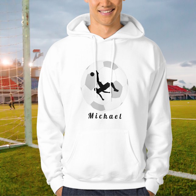 Fotbollsspelare Goalie Keeper Black & White Player Hoodie (Skapare uppladdad)