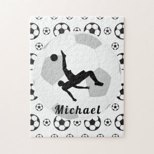Fotbollsspelare Goalie Keeper Black & White Player Pussel