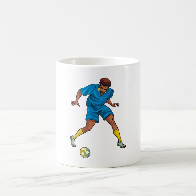 Fotbollsspelare i blått kaffemugg (Skapare uppladdad)