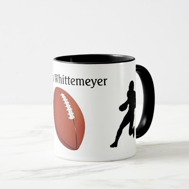 Fotbollsspelare i silhuett och boll personifiera mugg (Framsida höger)
