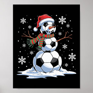 Fotbollsspelare i Snögubbe, jultomten F Poster