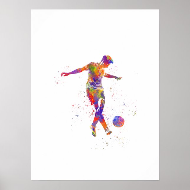 Fotbollsspelare i vattenfärg poster (Framsidan)