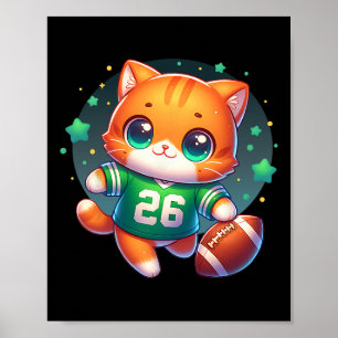 Fotbollsspelare Kattunge Kitten Cute Girls Graphi Poster