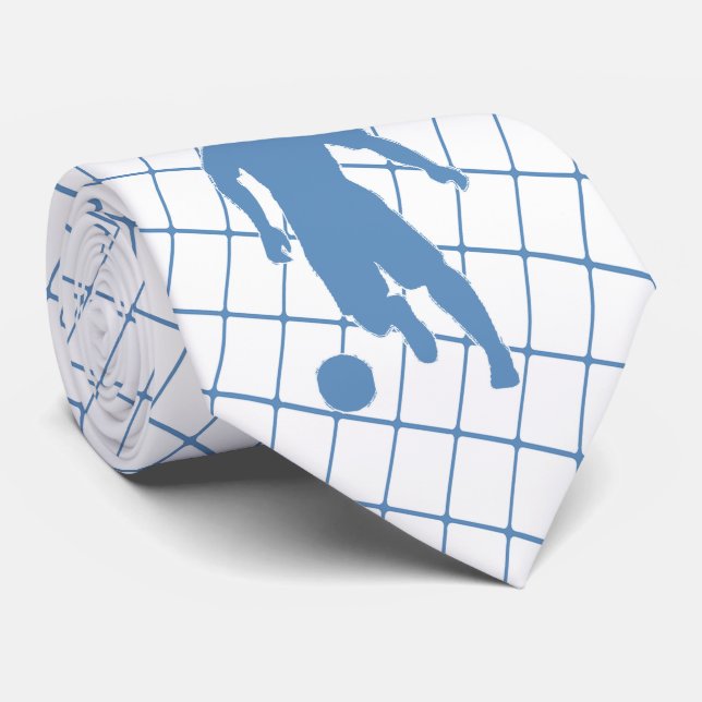 Fotbollsspelare Kicking Boll Blue Check Necktie 2 Slips (Rullad)