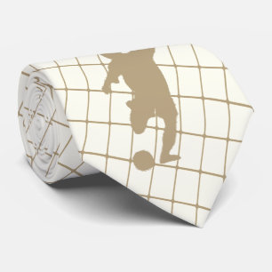 Fotbollsspelare Kicking Boll Blue Tan Necktie Slips