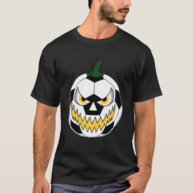 Fotbollsspelare läskig pumpa vintage Halloween Co T Shirt (Framsida)