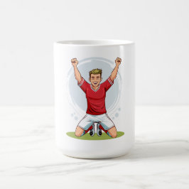 Fotbollsspelare man kaffemugg