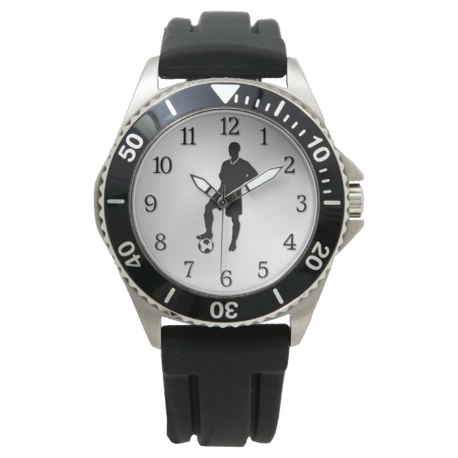 Fotbollsspelare med svart numreringsportar armbandsur (Framsida)