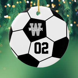 Fotbollsspelare, Namn och teamnummer Julgransprydnad Keramik