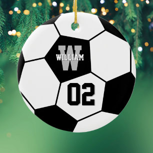 Fotbollsspelare, Namn och teamnummer Julgransprydnad Keramik