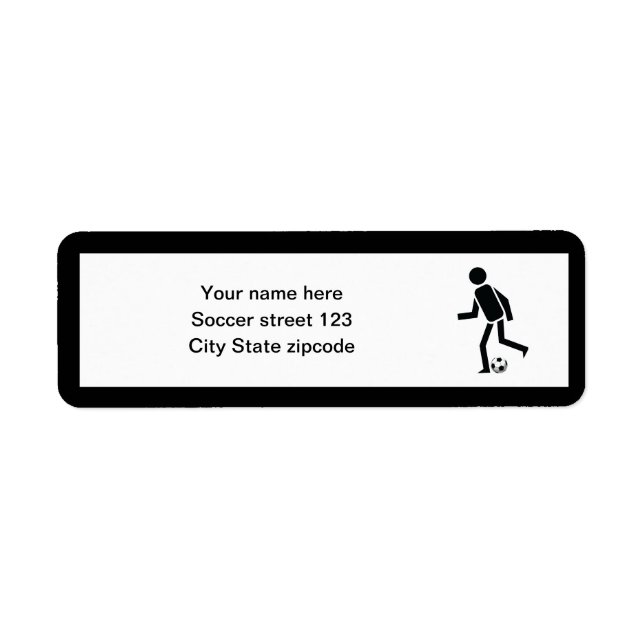Fotbollsspelare och boll anpassningsbar-gåva returadress etikett (Framsidan)