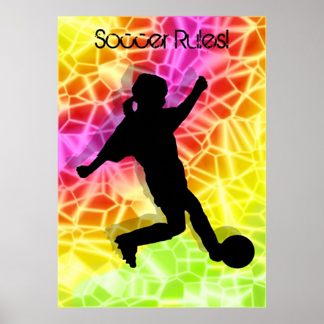 Fotbollsspelare och fluorescent Mosaic Poster (Framsidan)