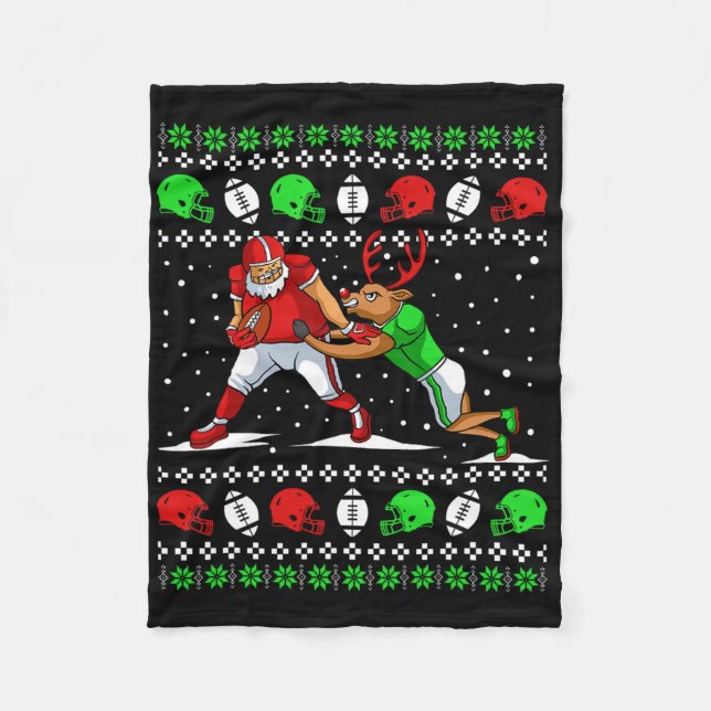 Fotbollsspelare Ren Ful Jul Pyjamasas Rolig Fleecefilt (Framsidan)