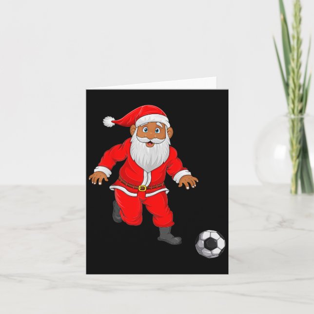 Fotbollsspelare Santa Pajamas Funny Julafton B Kort (Framsida)
