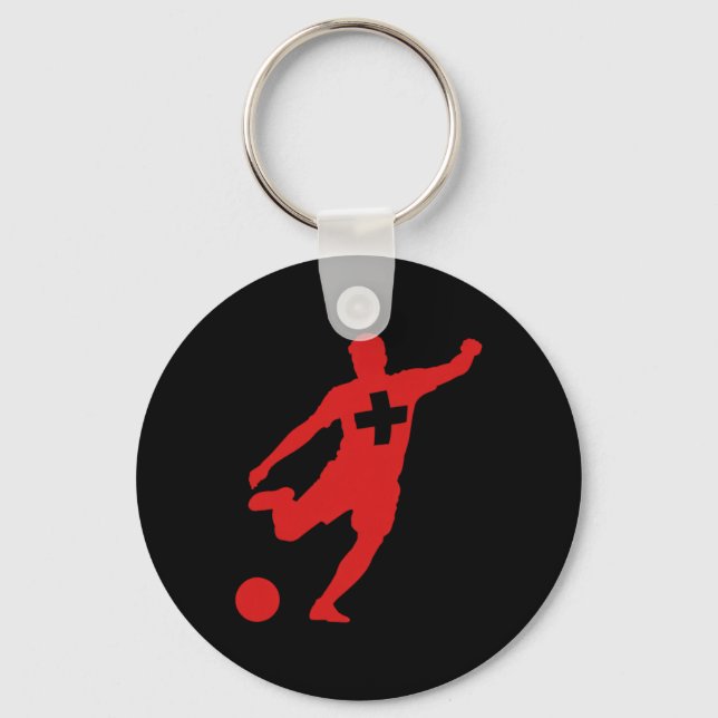Fotbollsspelare Schweiz flagga  Nyckelring (Framsida)
