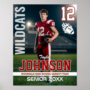 Fotbollsspelare Senior Night Anpassad Foto Sport Poster