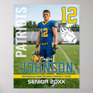 Fotbollsspelare Senior Night Anpassad Foto Sport Poster