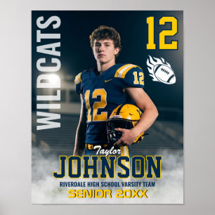 Fotbollsspelare Senior Night Anpassad Foto Sport Poster