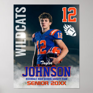 Fotbollsspelare Senior Night Anpassad Foto Sport Poster