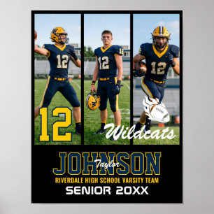 Fotbollsspelare Senior Night Foto Collage Sport Poster