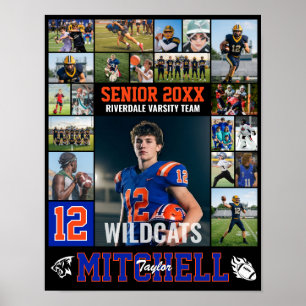 Fotbollsspelare Senior Night Foto Collage Sport Poster