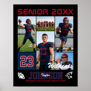 Fotbollsspelare Senior Night Foto Collage Sport Poster