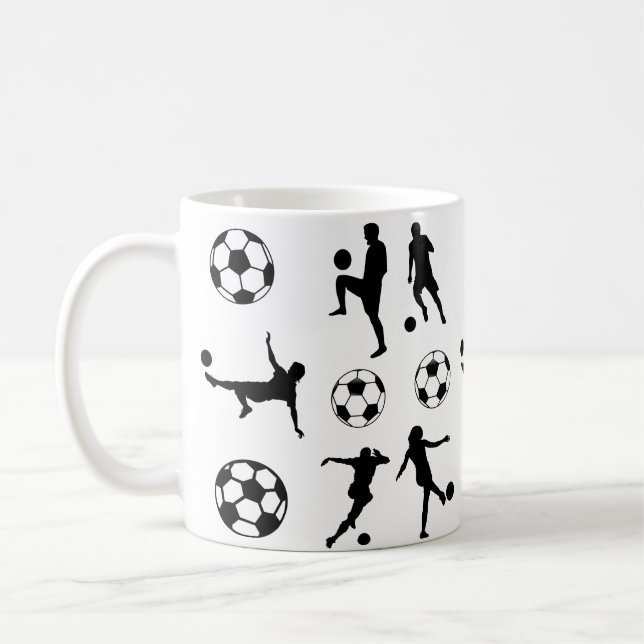 Fotbollsspelare - Silhouette-fotboll  Kaffemugg (Vänster)