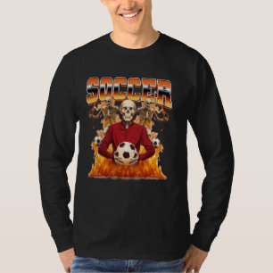 Fotbollsspelare Skelett 90-talet Bootleg-stil T Shirt