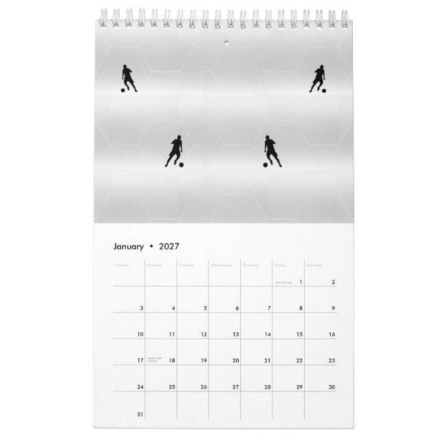 Fotbollsspelare SmallCalendar med en sida, vit Kalender (Jan 2027)