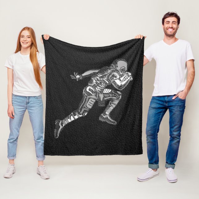 Fotbollsspelare som kör Quarterback Black Silver Fleecefilt (På plats)