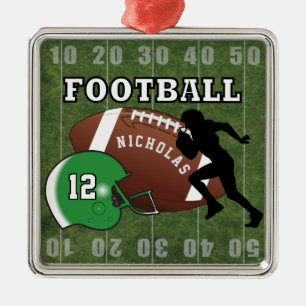 Fotbollsspelare 🏈 spelare och Grönt Helmet Julgransprydnad Metall